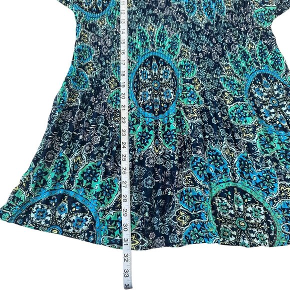 CATHERINES Women SZ 0X(14/16W) Accordion Pleat Tunic Top Bell Sleeve Embellished - Picture 4 of 12